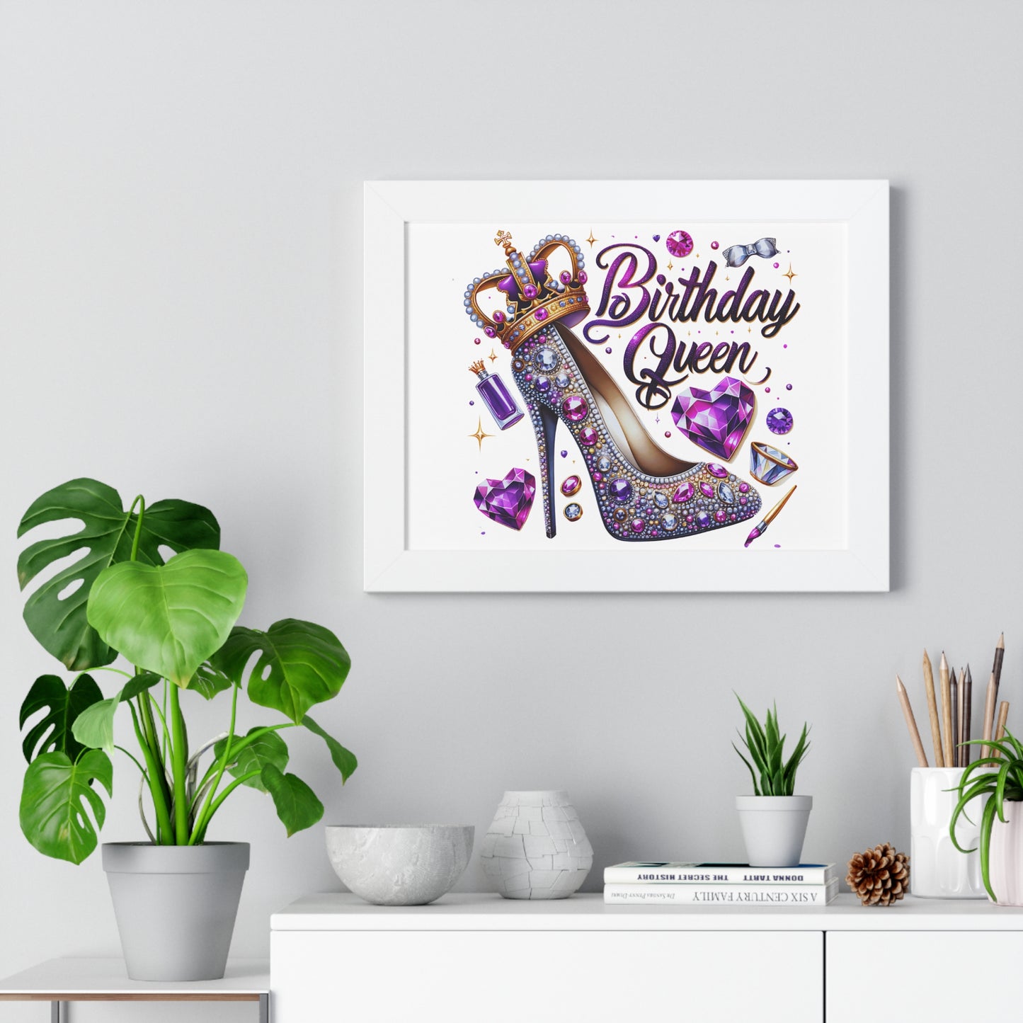 Birthday Queen Framed Horizontal Poster - Glamorous Gift for Her