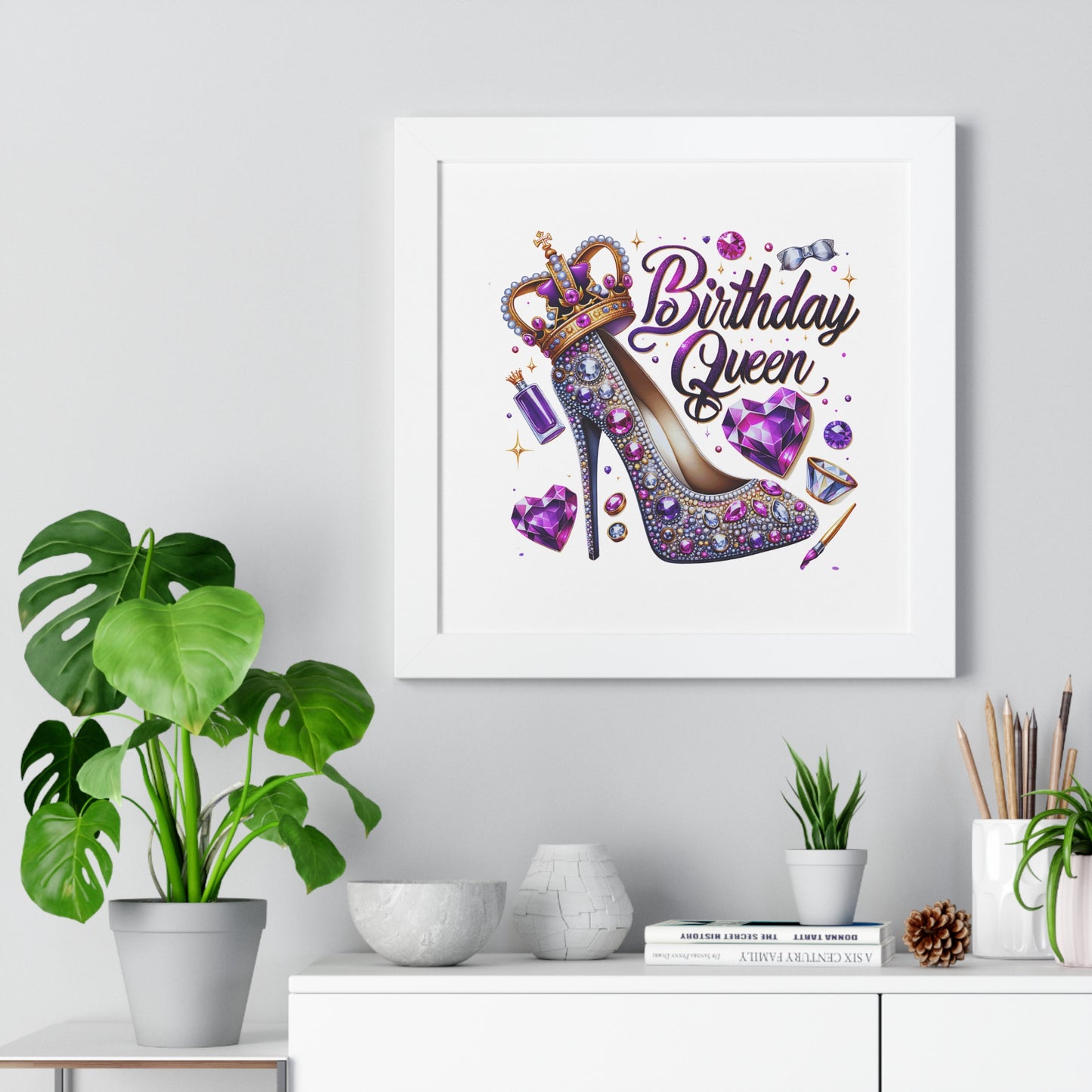 Birthday Queen Framed Horizontal Poster - Glamorous Gift for Her