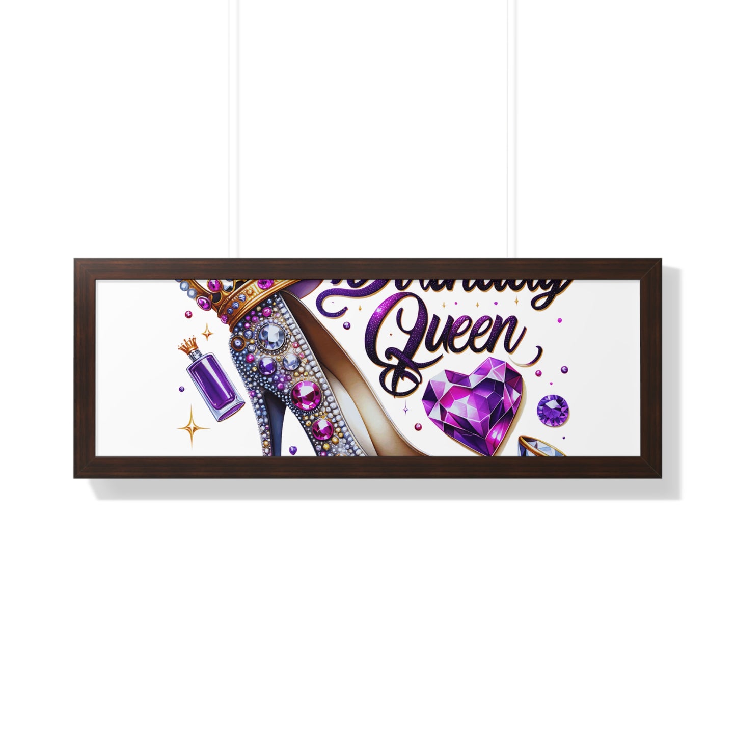 Birthday Queen Framed Horizontal Poster - Glamorous Gift for Her