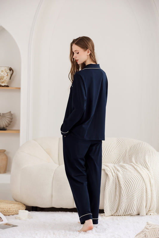 Womens Pajama Sets Comfy Fall Winter Pajama Set Long Sleeve Sleepwear 2 Pcs Pjs Nightwear S-XXL