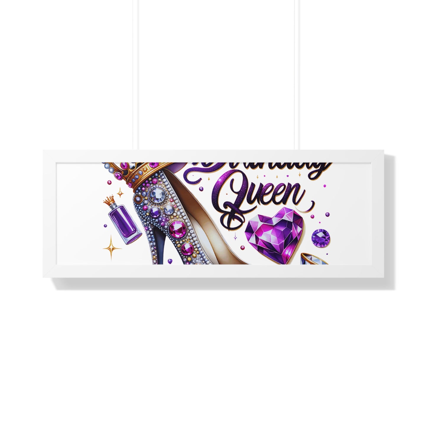 Birthday Queen Framed Horizontal Poster - Glamorous Gift for Her