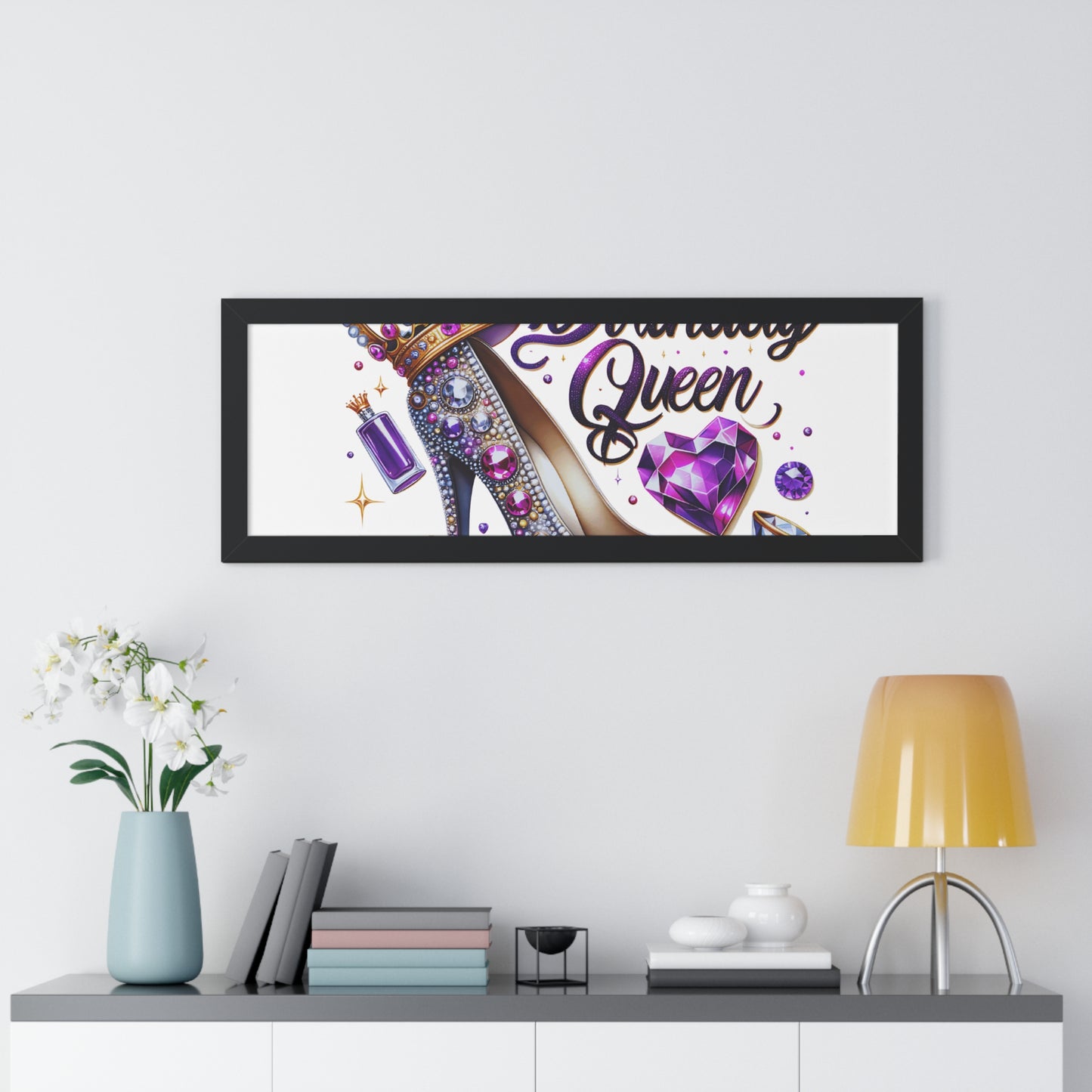 Birthday Queen Framed Horizontal Poster - Glamorous Gift for Her