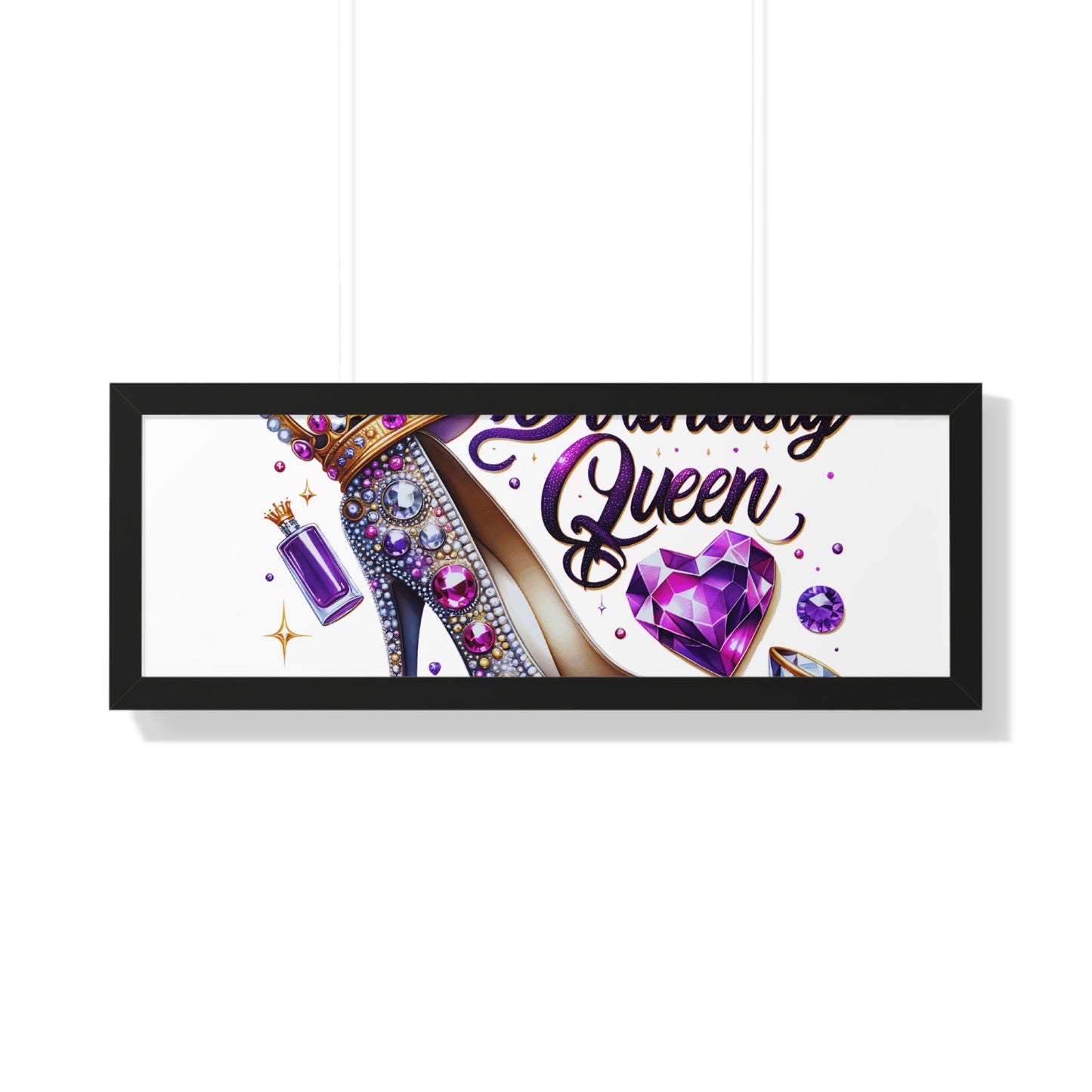 Birthday Queen Framed Horizontal Poster - Glamorous Gift for Her
