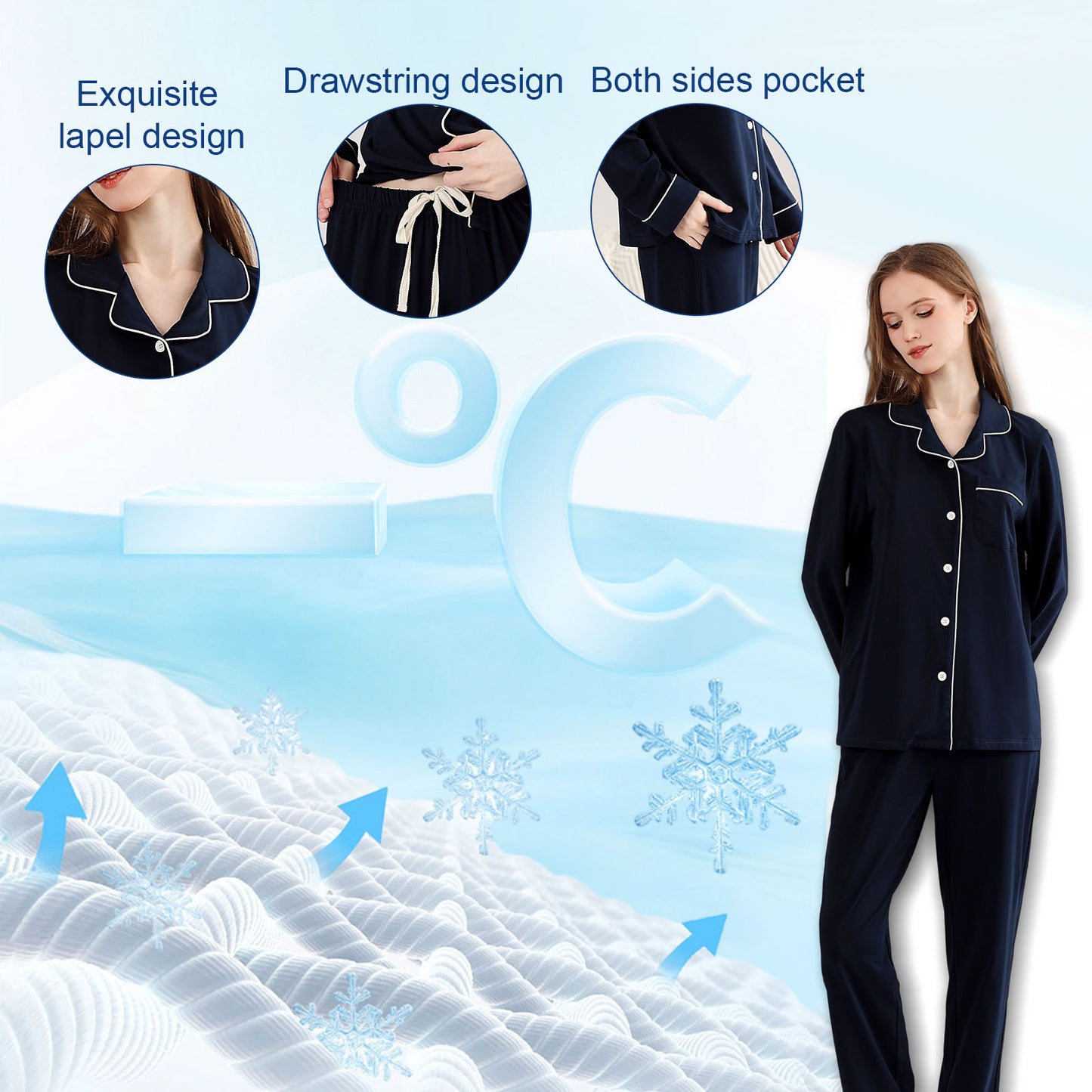 Womens Pajama Sets Comfy Fall Winter Pajama Set Long Sleeve Sleepwear 2 Pcs Pjs Nightwear S-XXL