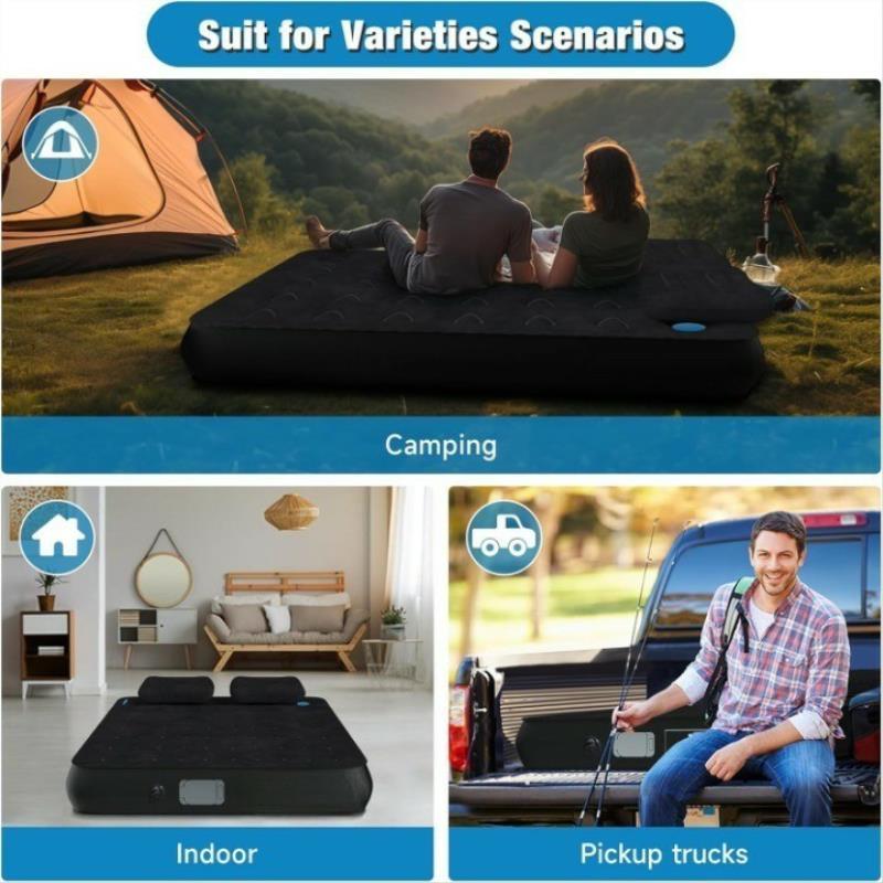 Full Size Truck Inflatable Mattress, Fits For 5.5-6.5 Ft Trucks, Inflatable Pickup Truck  Air Bed, With Phone Slot And Cup Slot, 2 Pillows, Suitable For Outdoor And Indoor